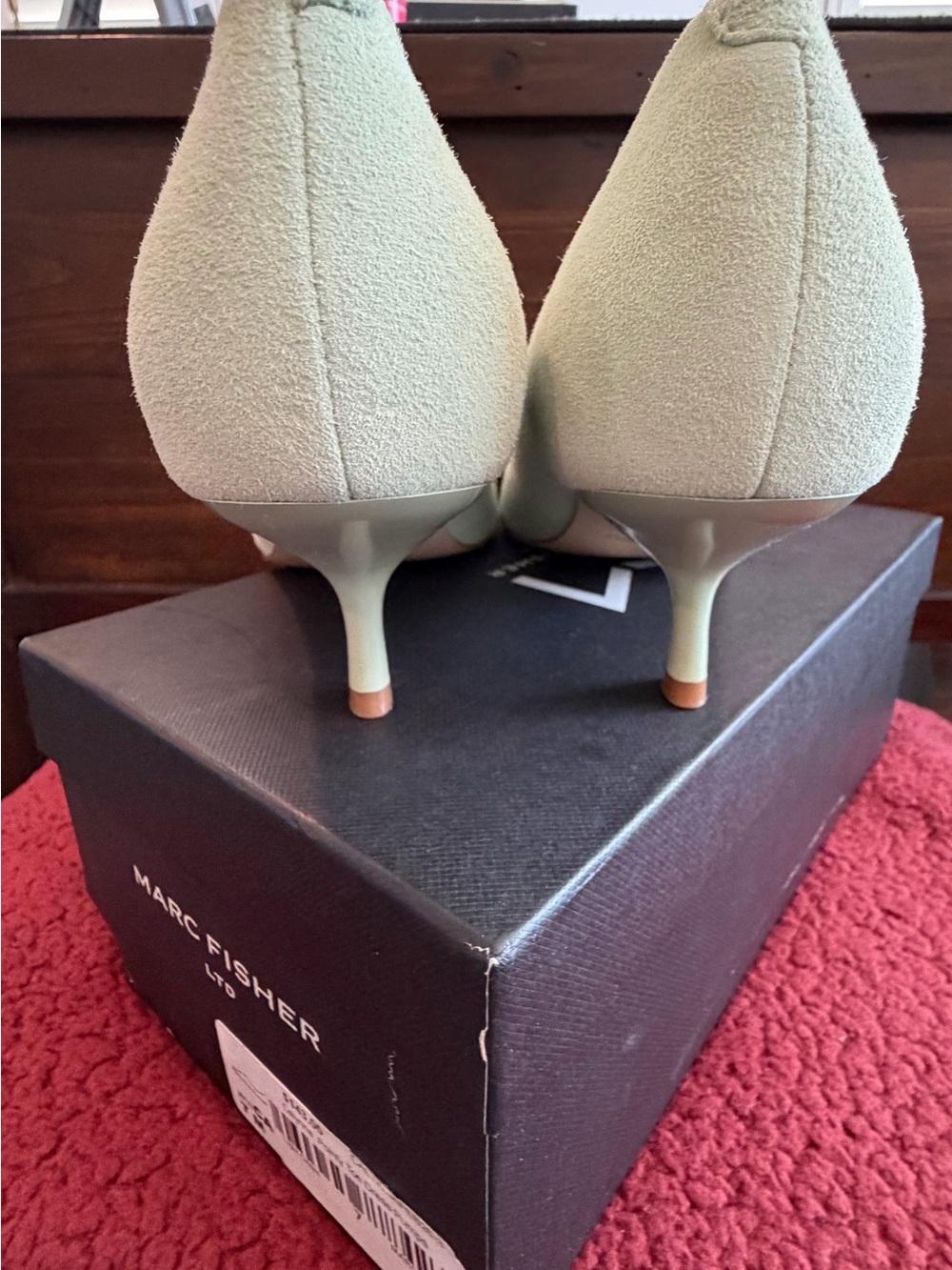 Marc Fisher Sage Green Suede Kitten Heel Pumps
